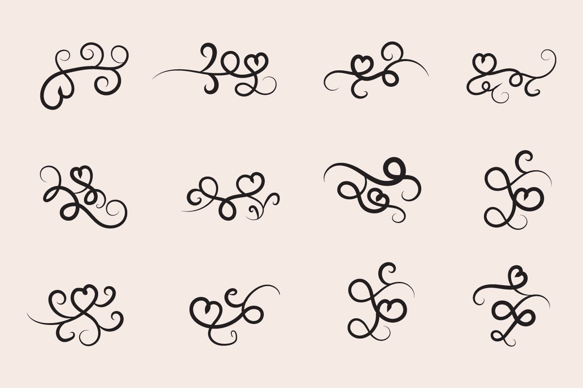 Mother's Day Hearts Swirls Flourish Svg
