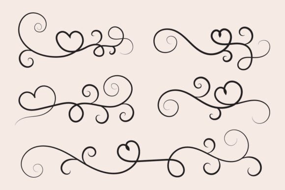 Mother's Day Hearts Swirls Flourish Svg