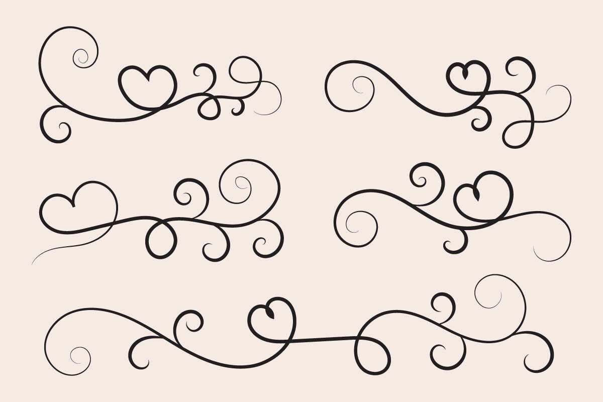 Mother's Day Hearts Swirls Flourish Svg