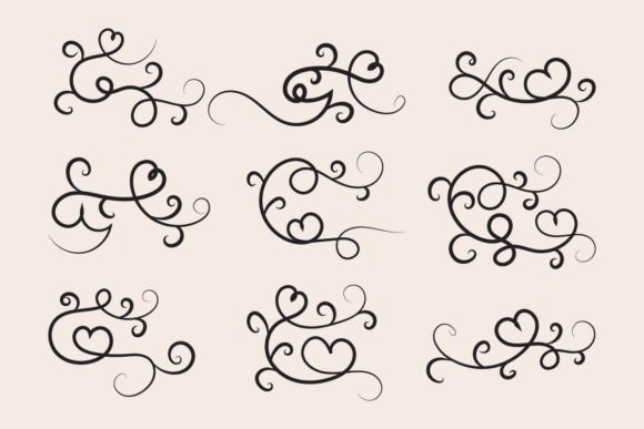 Mother's Day Hearts Swirls Flourish Svg