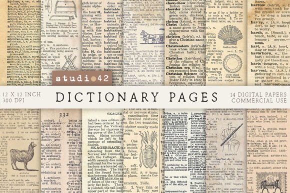 Old Dictionary Pages Digital Papers