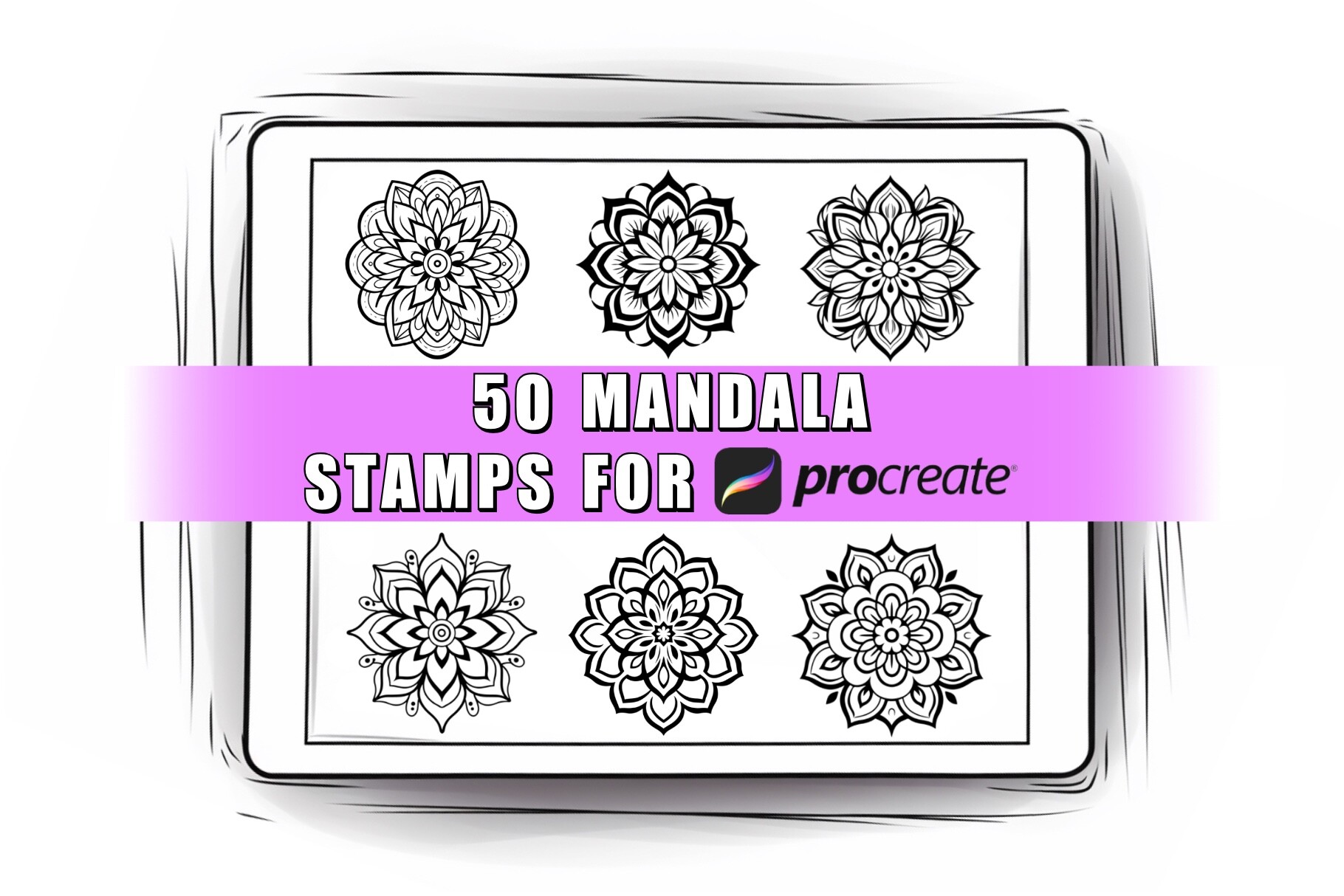 50 Mandala Procreate Stamps Brushes Graphic by ProcreateSale · Creative ...