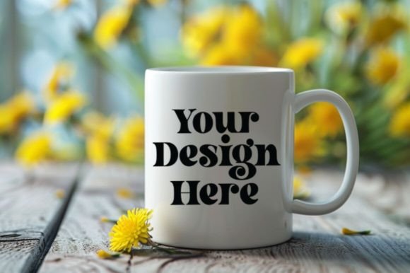 Coffee Mug Mockup Placed On A Garden Graphics