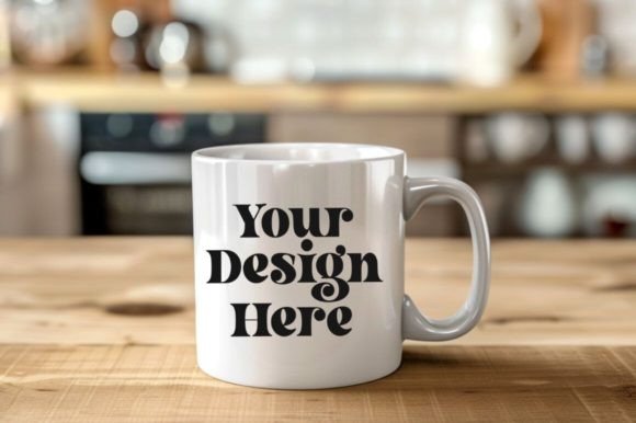 Coffee Mug Mockup Placed On A Kitchen Graphics