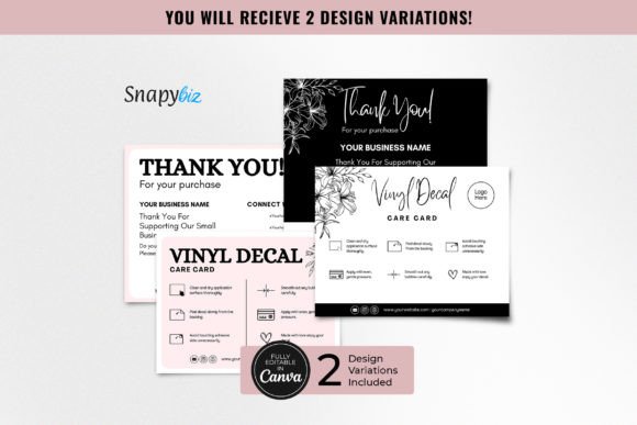 Editable Vinyl Decal Care Card Canva