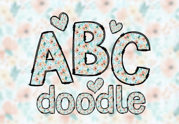 Floral Pattern Doodle Letters PNG Font Grafik Druckbare Illustrationen Von PositiveChic
