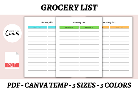Grocery List Canva Template