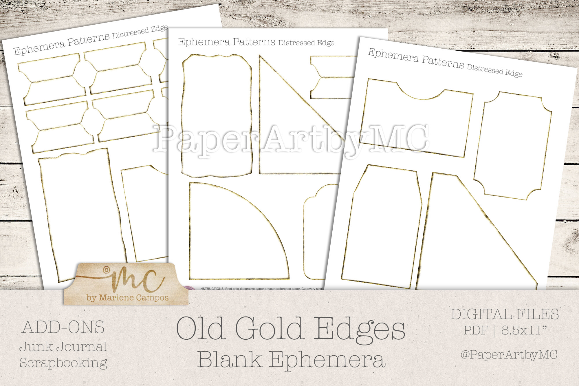 Old Gold Edge Blank Ephemera Template