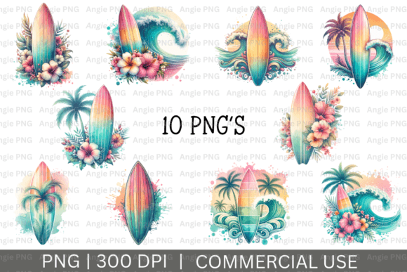 Pastel Vintage Surfboard Bundle PNG Graphic by angela39503 · Creative ...