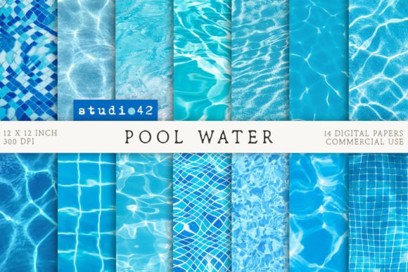 Pool Water Digital Printable Papers Graphic Textures By DreamStudio42