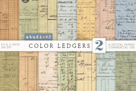 Printable Colorful Vintage Ledger Papers