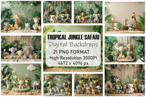Preview of Tropical Jungle Safari Digital Backdrops digital backdrop