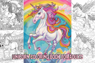 Unicorn Coloring Pages for Adults Graphic by Kollay · Creative Fabrica