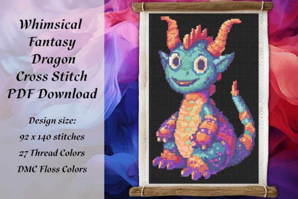 Whimsical Fantasy Dragon Cross Stitch