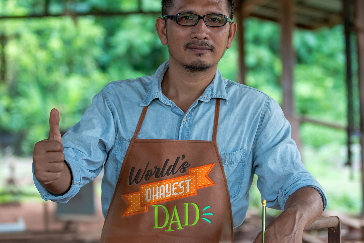 World's Okayest Dad Applique Embroidery