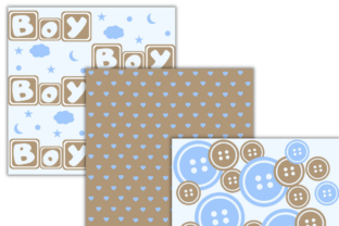 Blue and Brown Baby Boy Digital Papers Graphic by lam designs ...