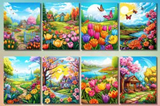 200 Spring Scenes Coloring Pages for Kdp Graphic by FuN ArT · Creative ...
