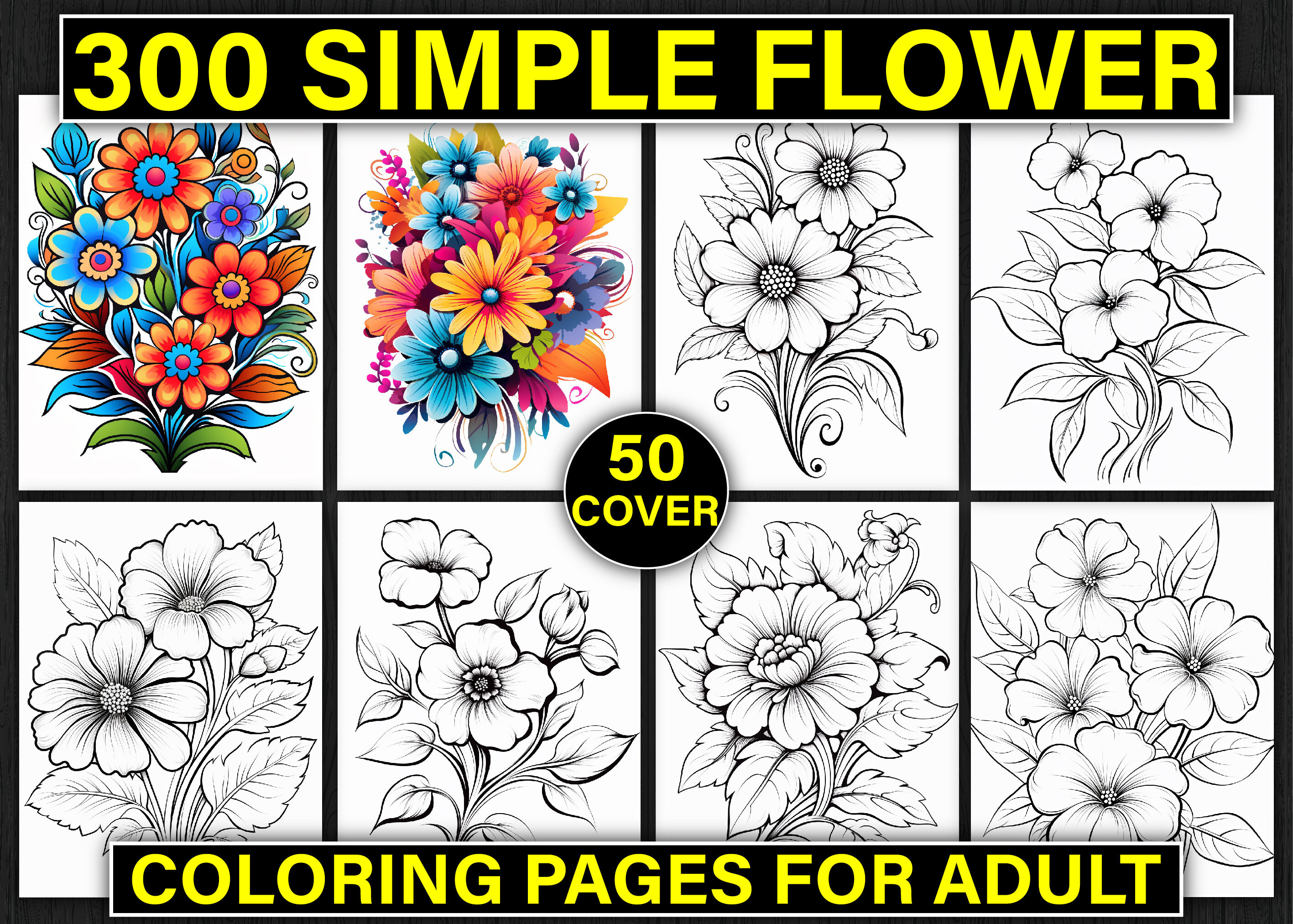 300 Simple Flower Coloring Pages for KDP Graphic by Asma Store ...