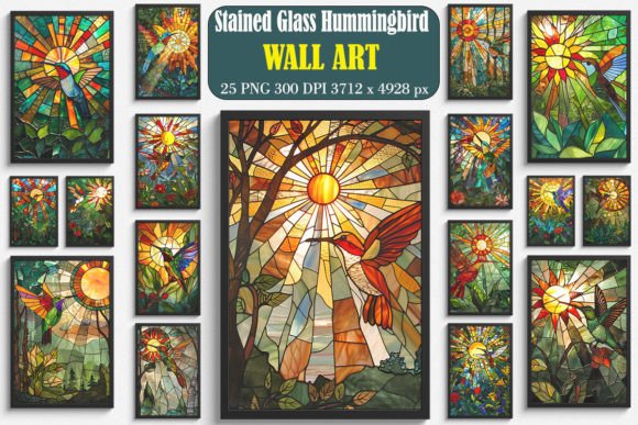 Beautiful Stained Glass Hummingbird Art