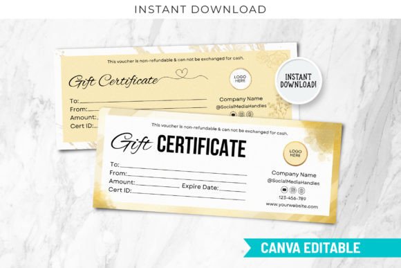 Editable Canva Gold Gift Certificates