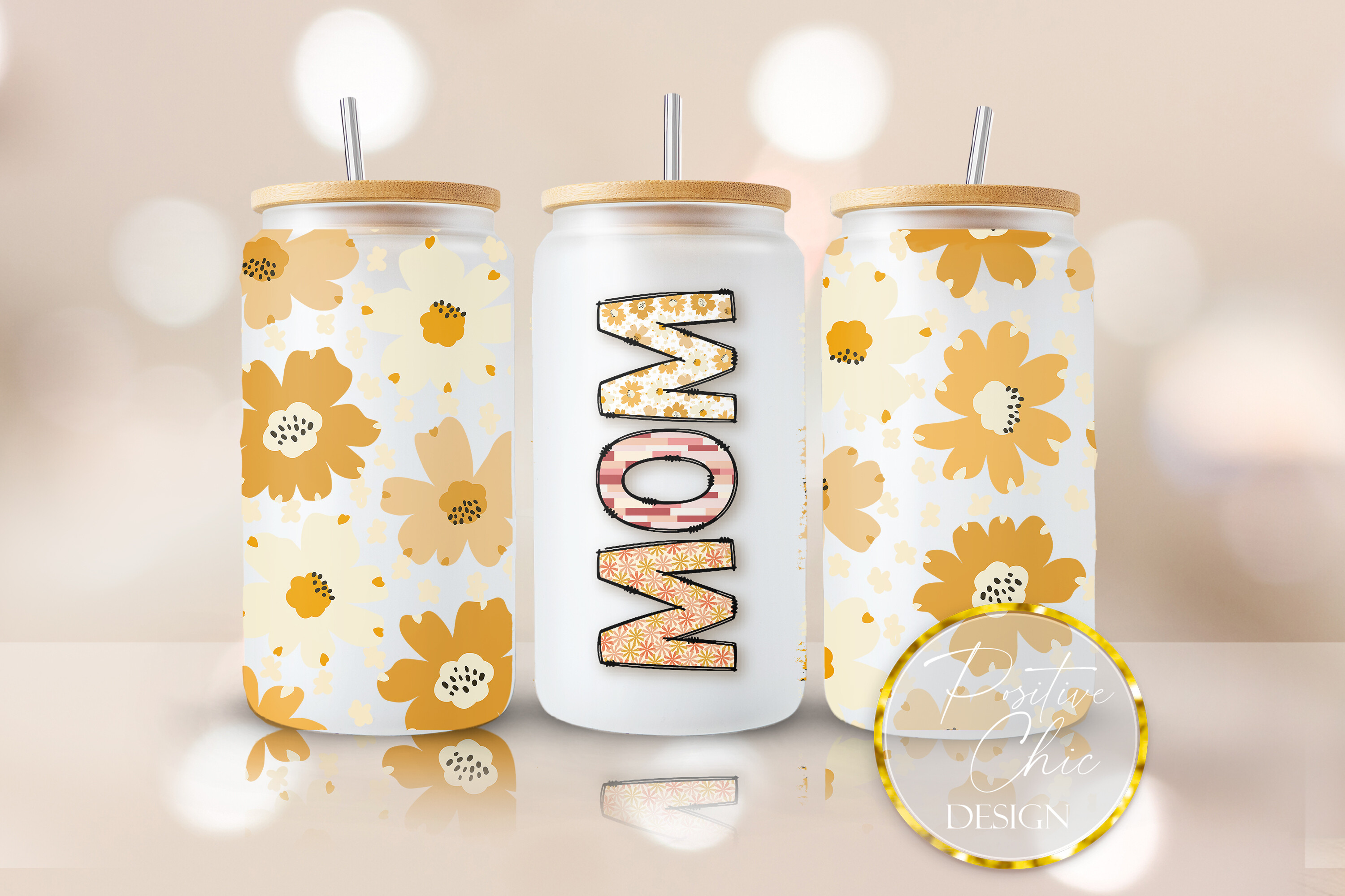 Mom Libbey Can Glass Floral UVDTF Wrap Graphic by PositiveChic ...
