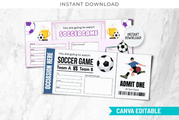 Soccer Game Ticket Birthday Gift Voucher
