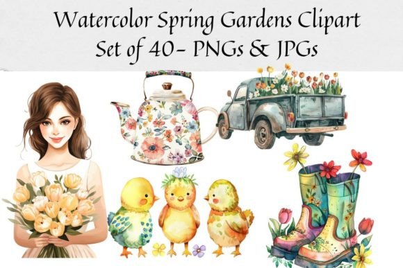 Spring Watermark Graphics Watercolor Spring Clipart Graphic by craftcrateshop · Creative Fabrica