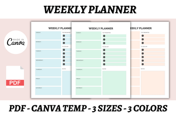 Weekly Planner Canva Template Grafik Canva Von DIGITAL PRINT BOX
