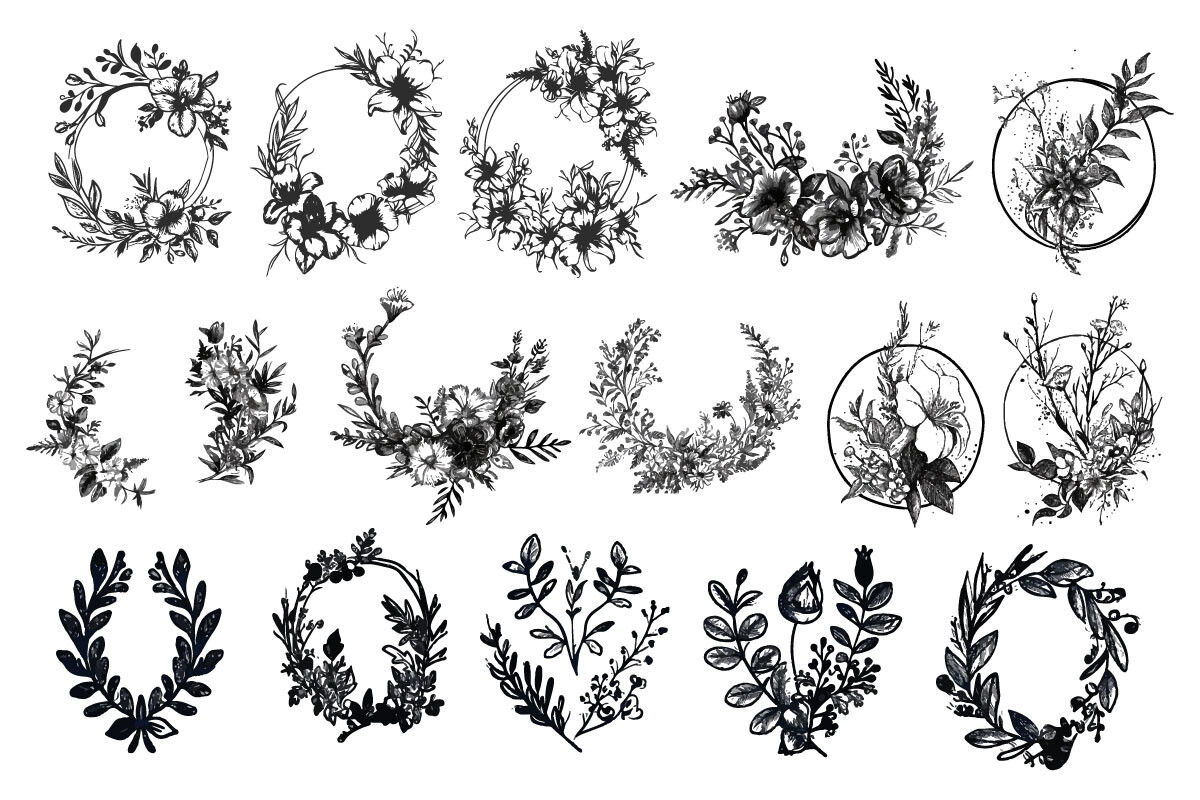 Botanical Floral Boho Line Art Frame Png Graphic by pixeness · Creative ...
