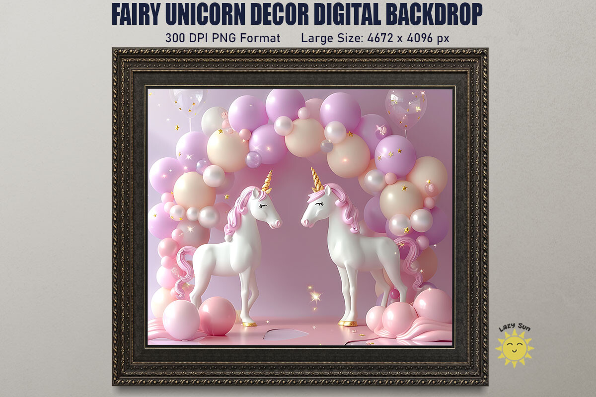 Fairy Unicorn Decor Digital Backdrop Graphic by Lazy Sun · Creative Fabrica