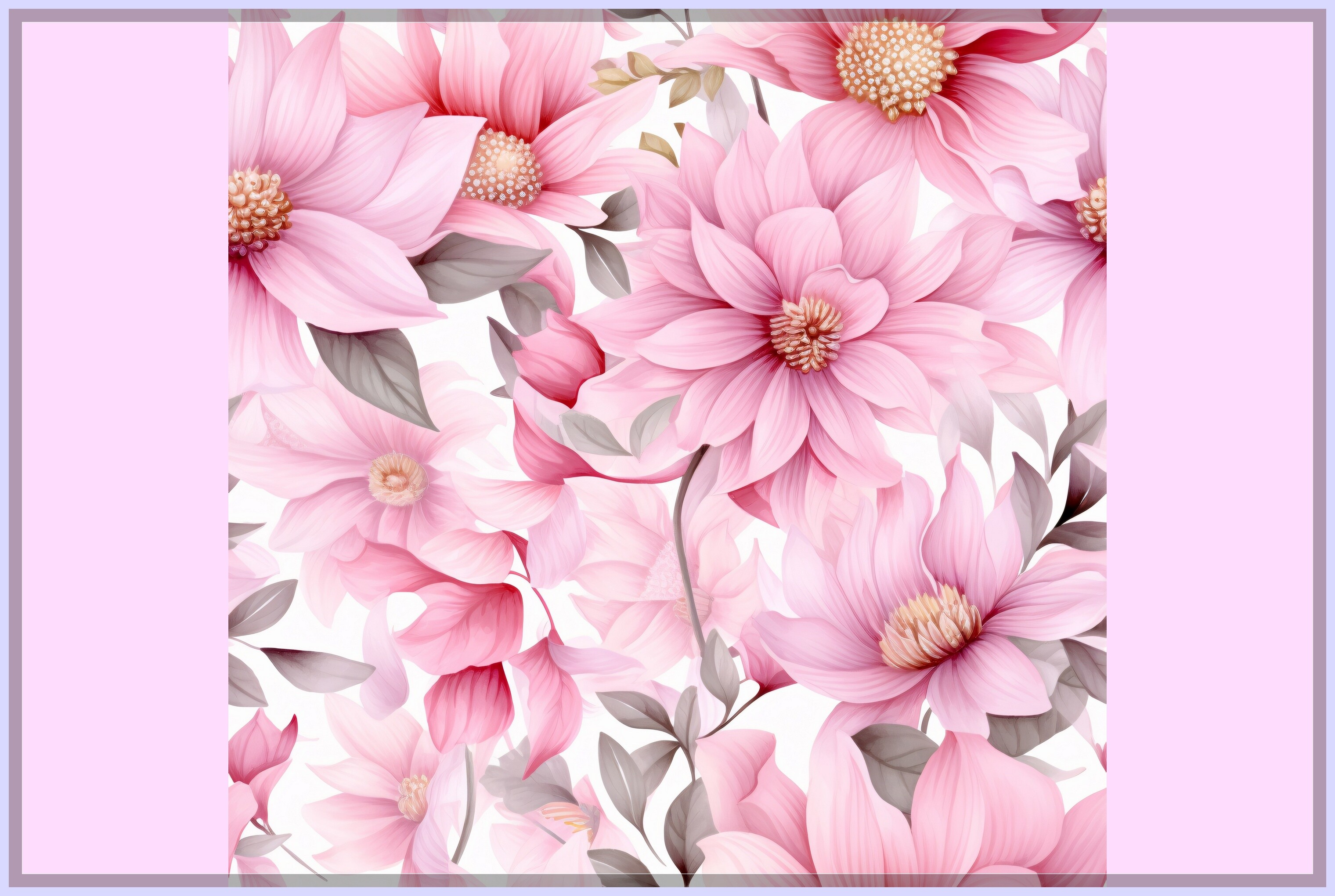 Pink Watercolor Flowers Seamless Pattern Graphic by Forhadx5 · Creative ...