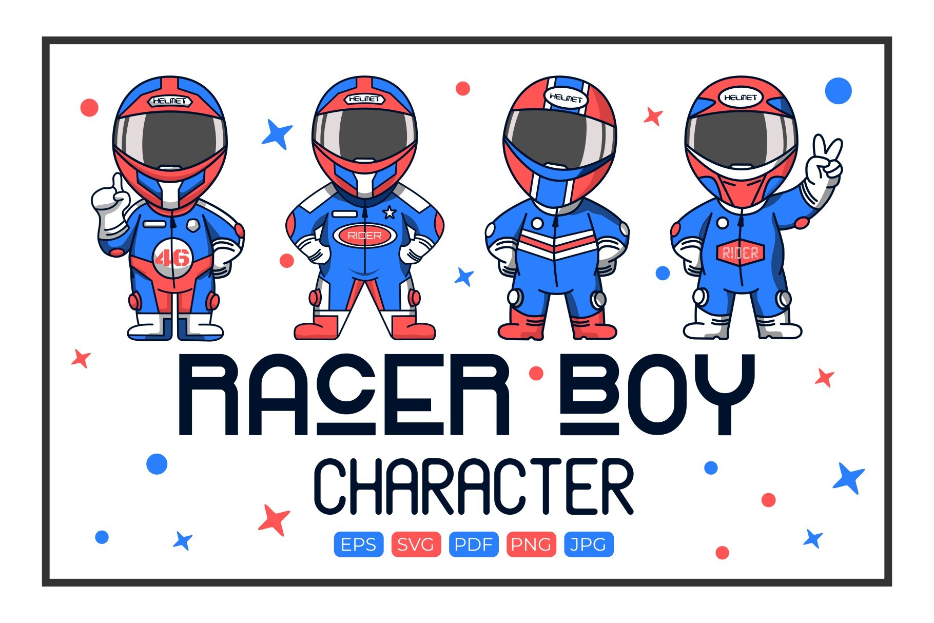 Racer Boy Cartoon Character Pack #2 Graphic by sandinashr15 · Creative ...