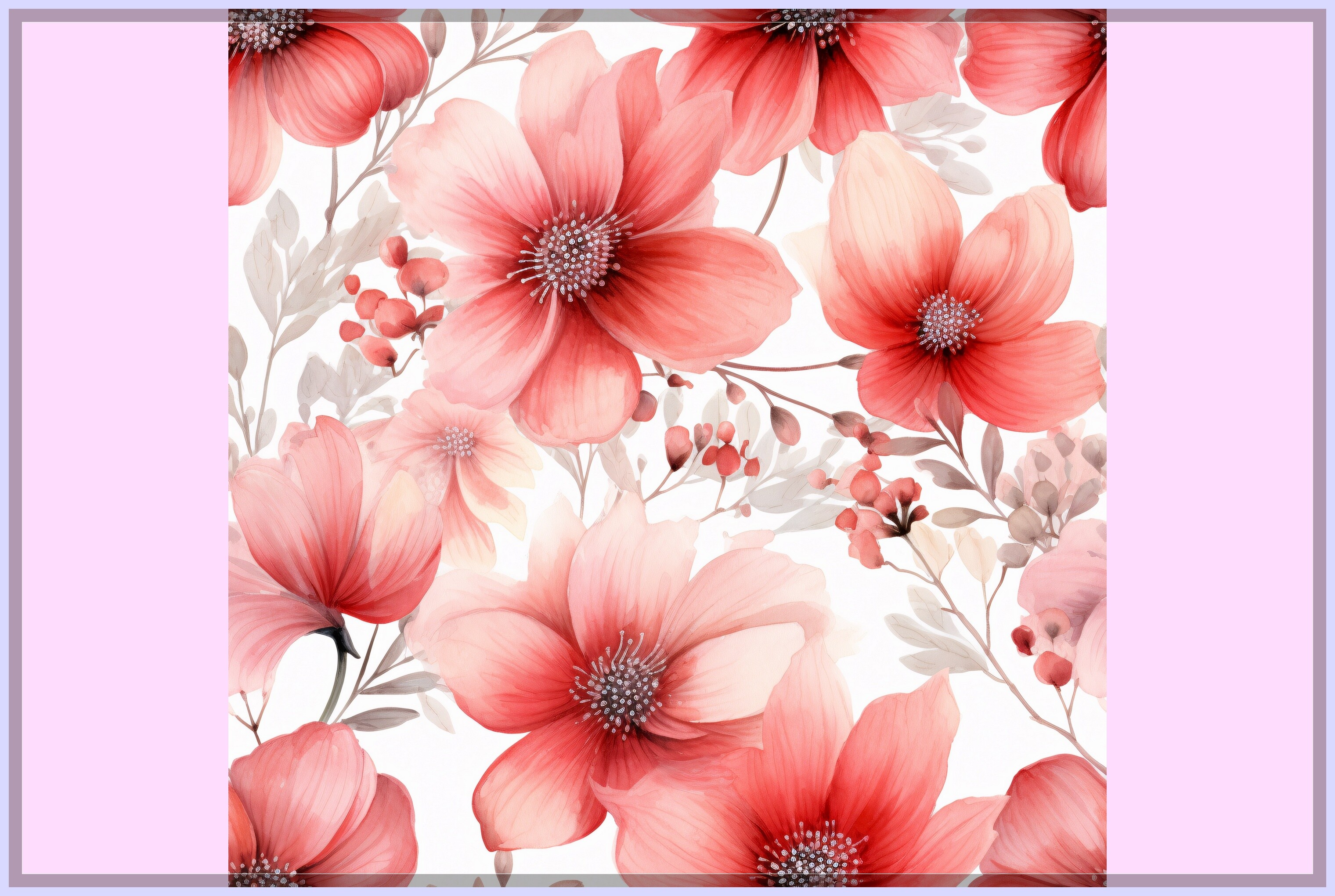 Red Watercolor Flowers Seamless Pattern Graphic by Forhadx5 · Creative ...
