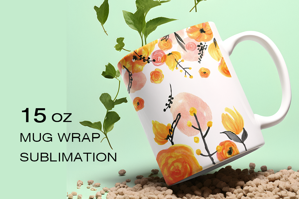 Watercolor Floral Mug Wrap Sublimation Graphic by DoFloro · Creative ...