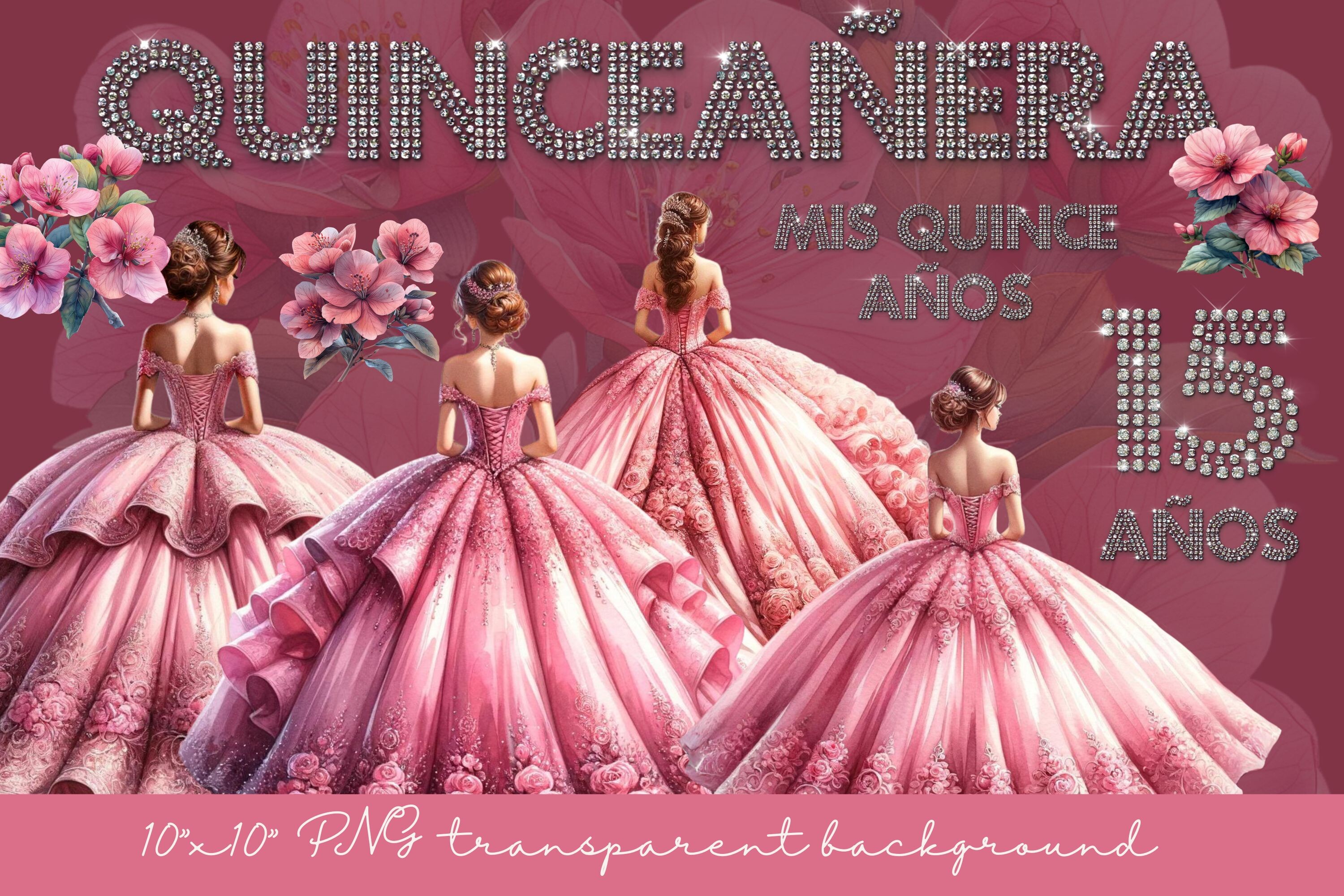 Watercolor Pink Color Quinceanera