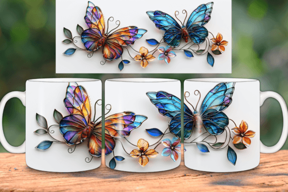 3d Colorful Butterfly Mug Wrap 11oz Graphics