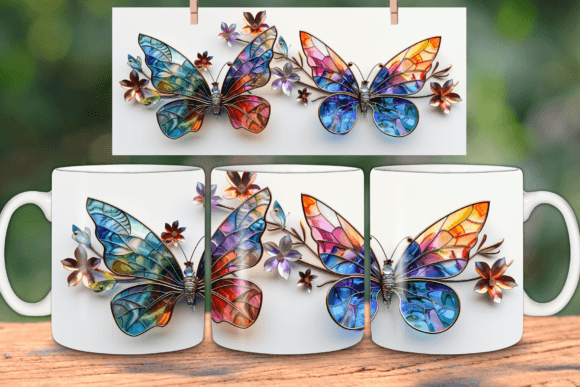 3d Colorful Butterfly Mug Wrap 11oz Graphics