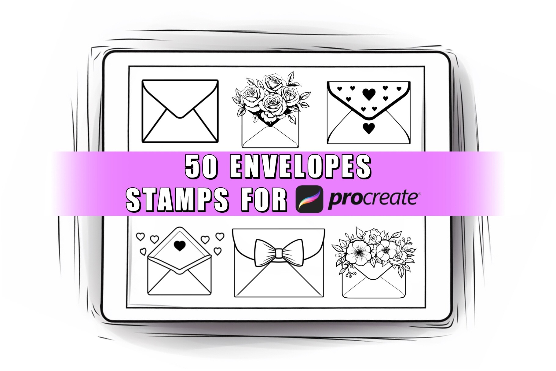 50 Envelope Procreate Stamps Brushes Graphic by ProcreateSale ...