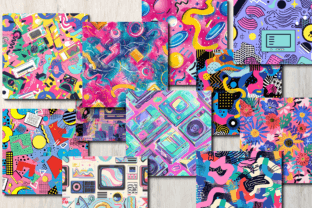 80's/90's Digital Paper Graphic by craftsmaker · Creative Fabrica