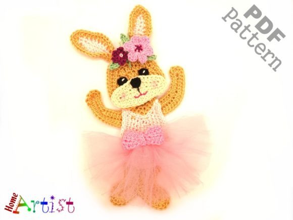 Ballet Bunny Crochet Applique Pattern