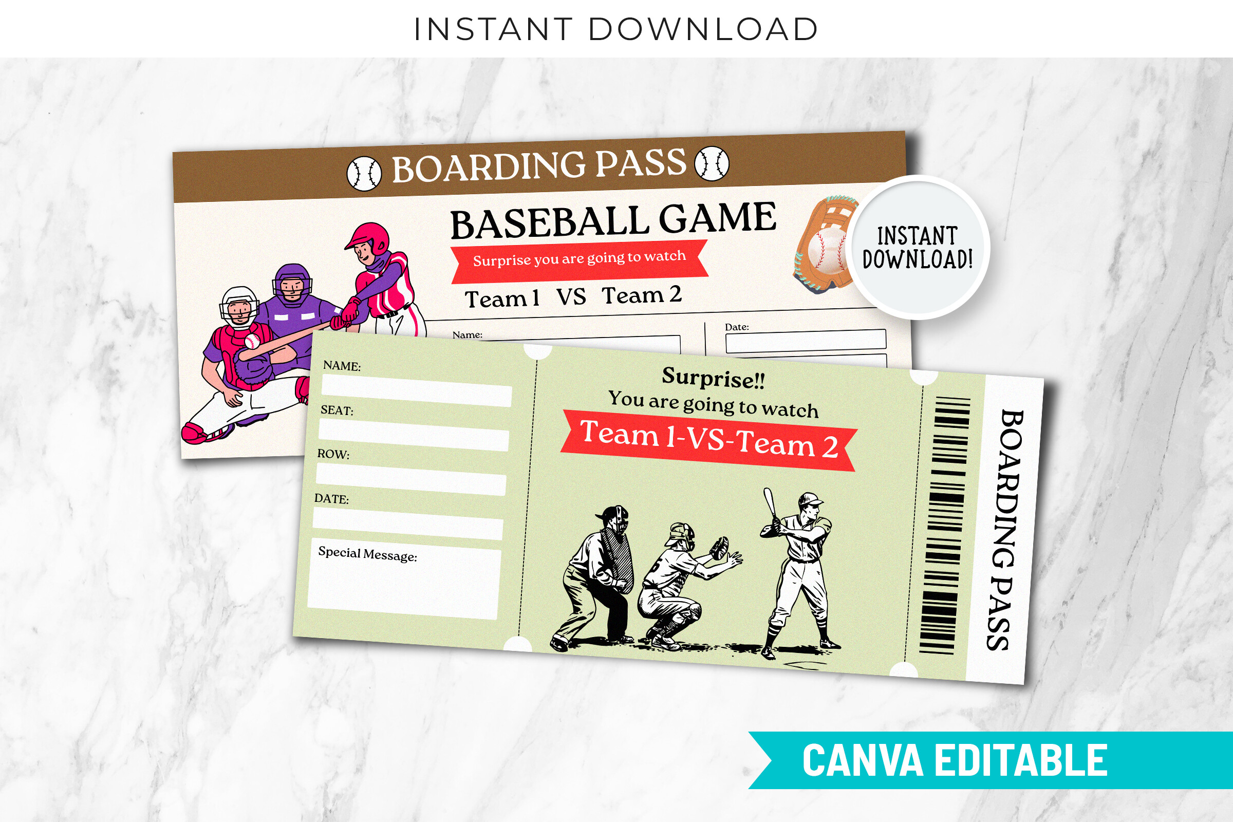 Baseball Game Surprise Gift Ticket Canva