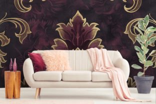 Burgundy Damask Graphic by curvedesign · Creative Fabrica