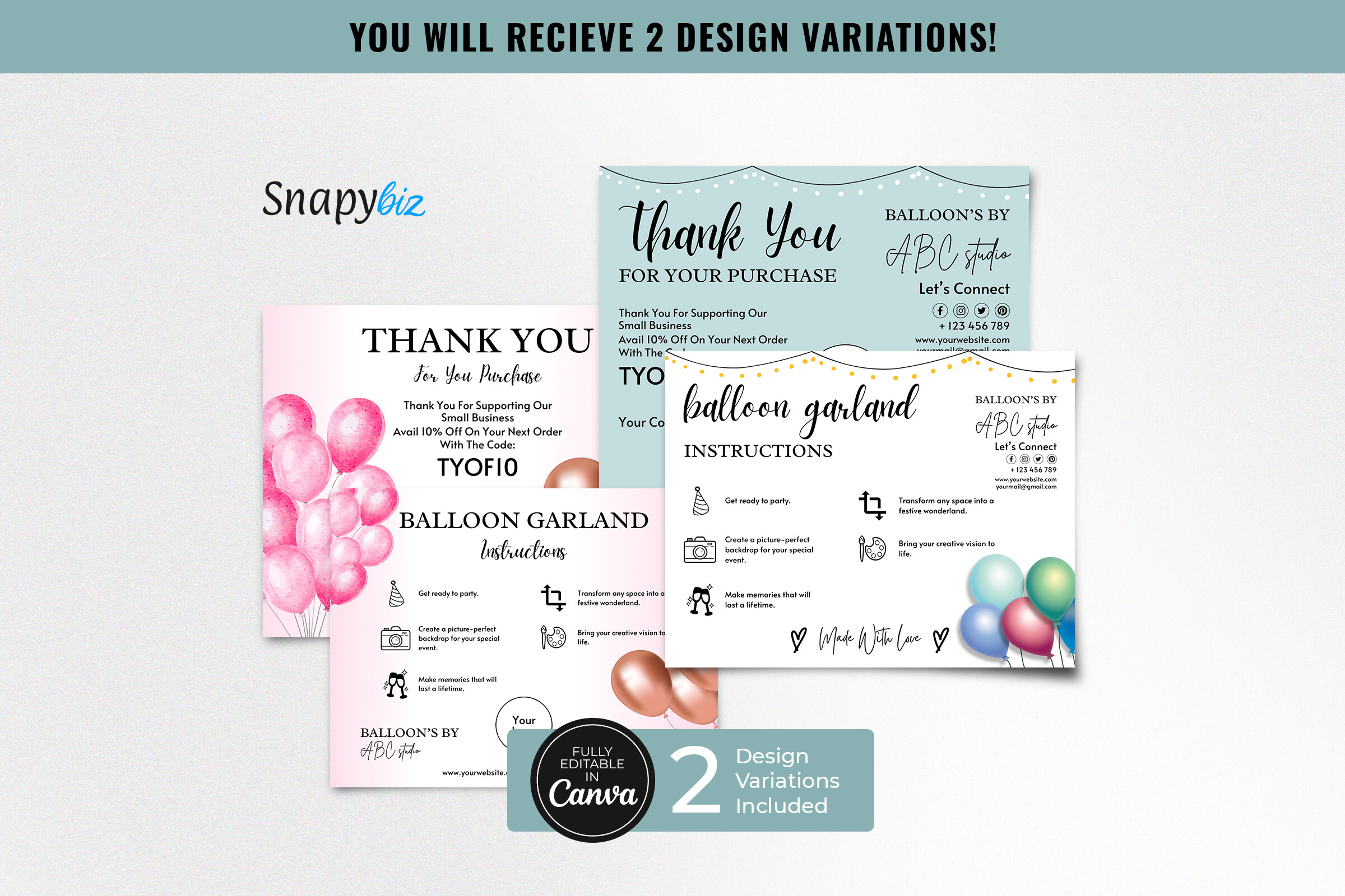 Canva Balloon Garland Instructions Card