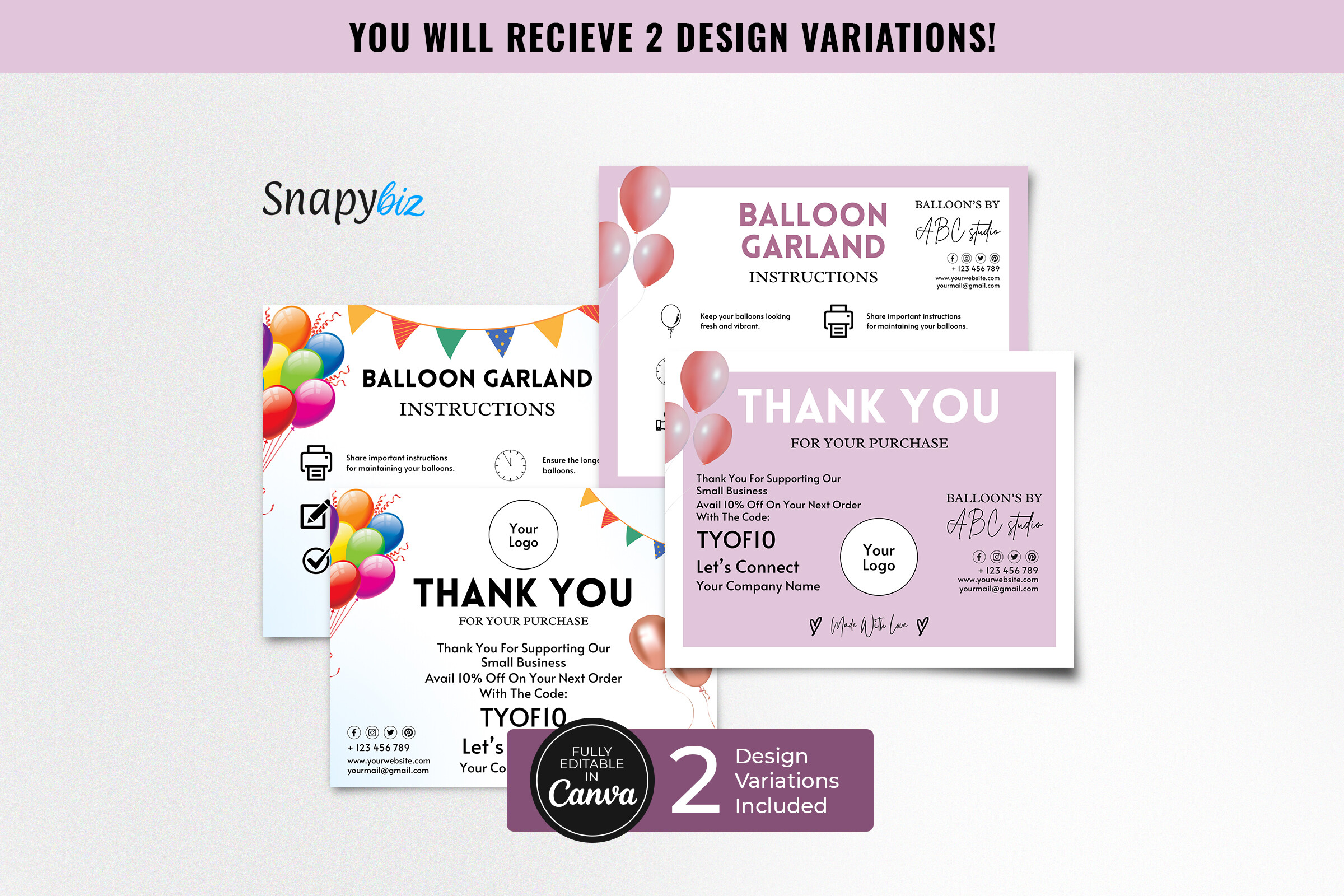 Canva Balloon Garland Instructions Card