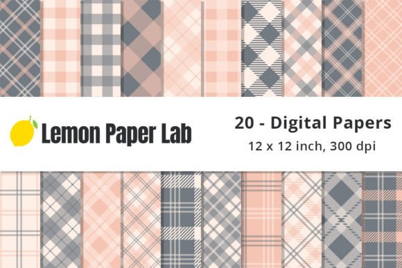 Coral and Grey Plaid Background Patterns