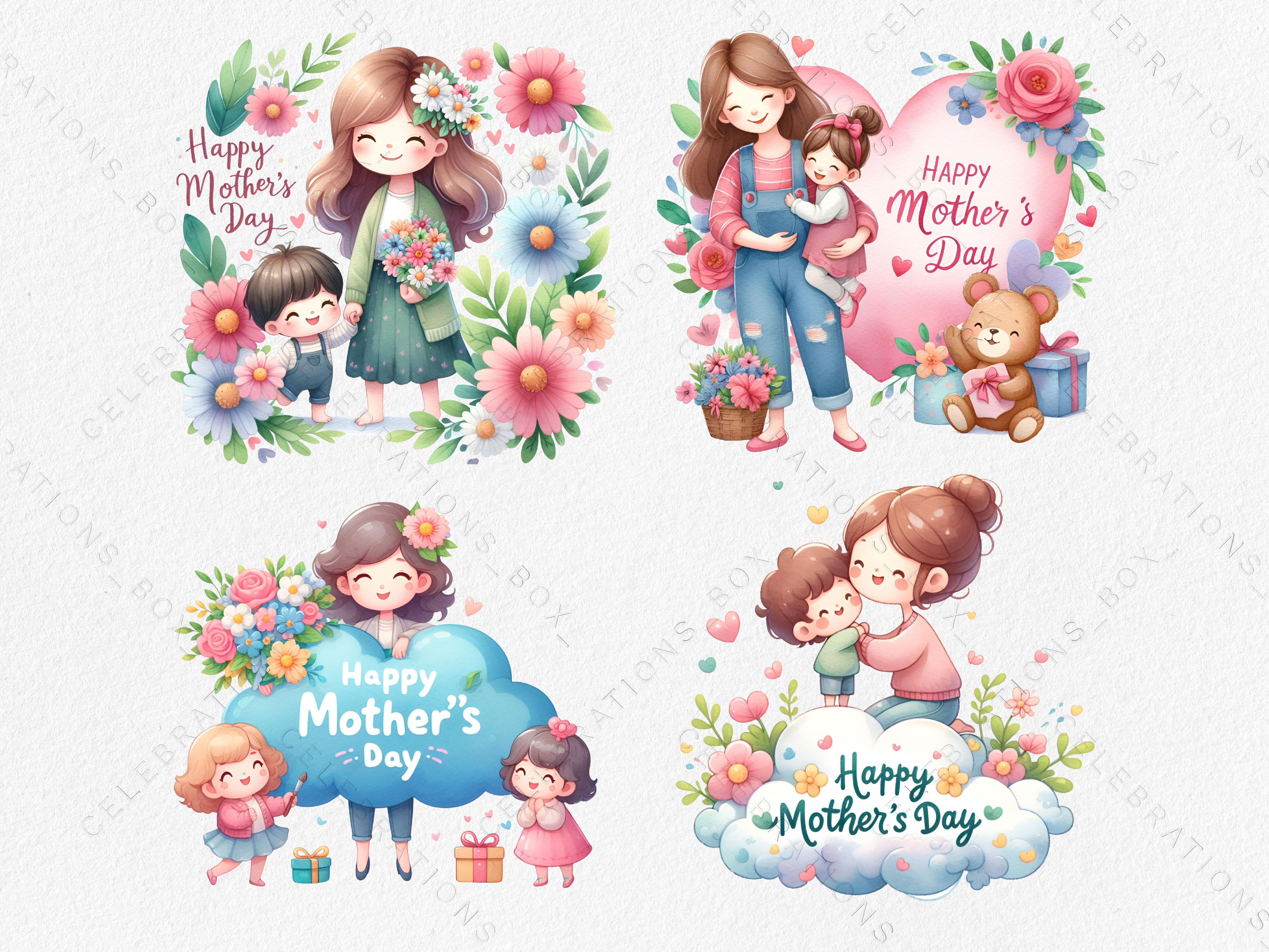 Cute Momma and Baby, Mothers Day Clipart