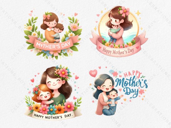 Cute Mother and Child, Mother's Day PNG