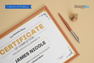 Editable Certificate of Completion Canva Graphic by SnapyBiz · Creative ...
