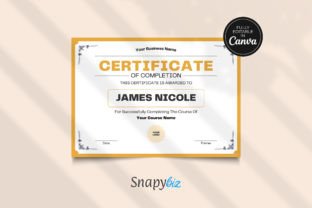 Editable Certificate of Completion Canva Graphic by SnapyBiz · Creative ...