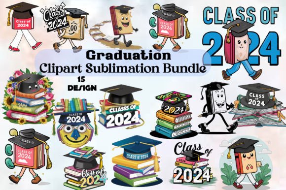 Graduation Clipart Sublimation Bundle